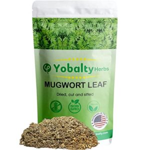 Mugwort Herb Dried 4 tea, Artemisia Vulgaris, Leaves, Dried, cut, sifted Artemisia (4 oz) Mugwort Tea Loose Leaf, Herbal Tea in Resealable Bag, 100% Pure Premium Dried Herbs.