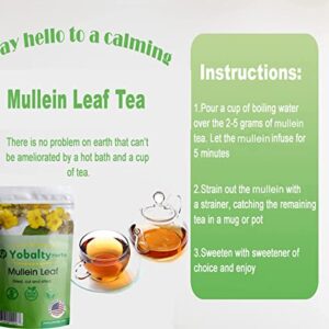 Mullein Herbal Tea, Dried Cut Sifted, Mullein Detox Lungs Tea, Herb for Respiratory Support, Lung Cleanse, Vegan Tea Loose Leaf, 100% Natural Resealable Bag (2oz)