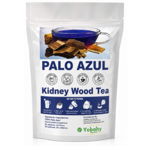 Premium natural dried palo azul cut and pieces ready for herbal infusion, packaged by Yobalty.